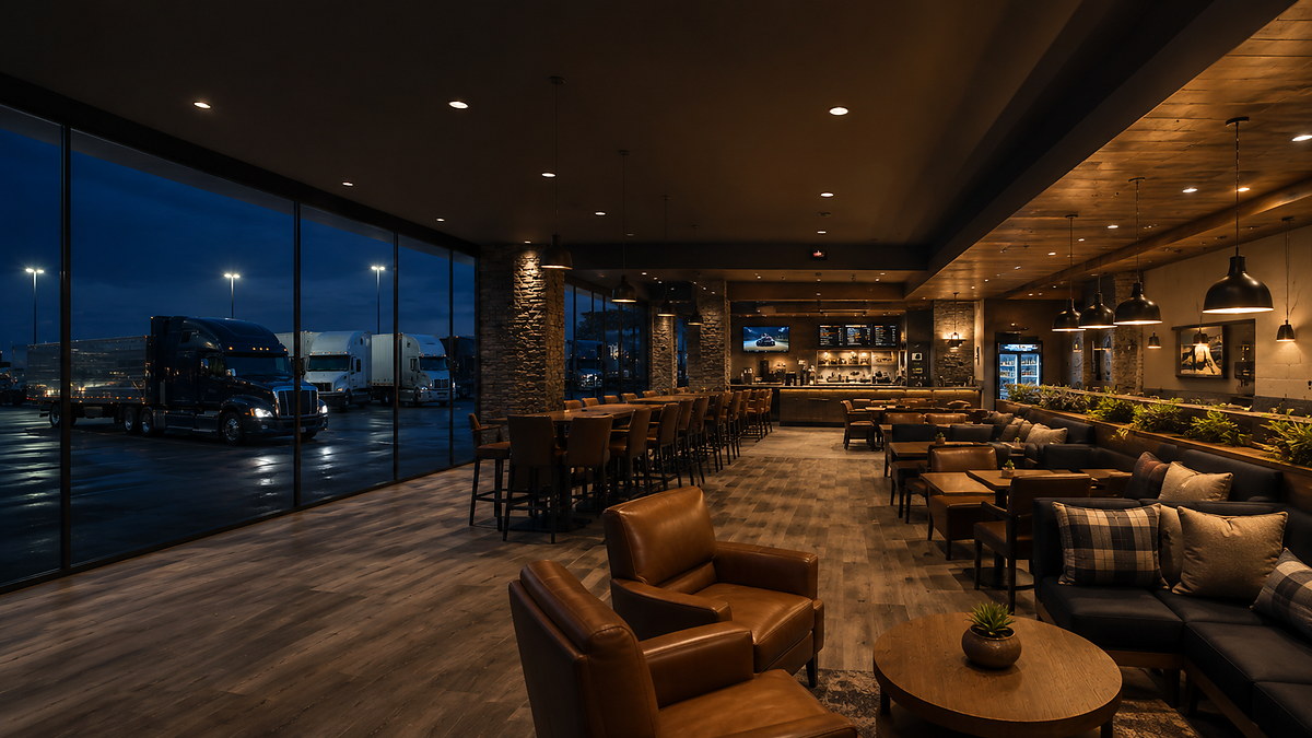 Food and lounge area at Trucker Heaven
