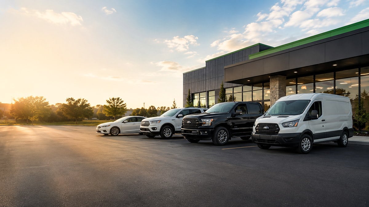 Vehicle lineup at the Trucker Heaven facility
