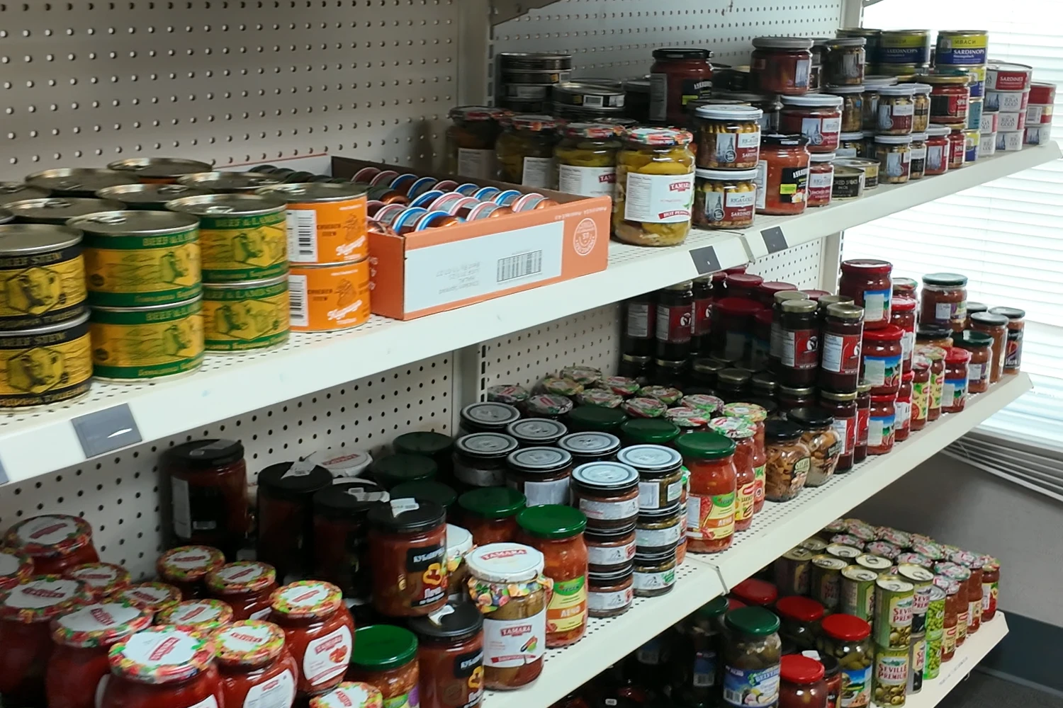Market shelves inside Trucker Heaven